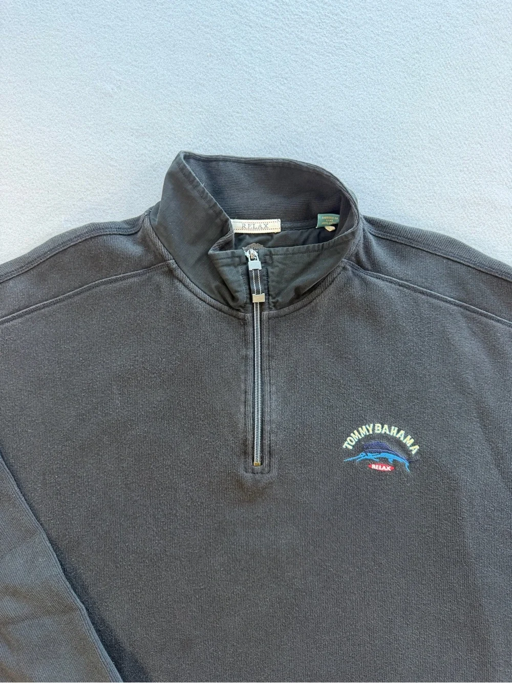 Tommy Bahama Relax 1/4 Zip Sweatshirt Black XXL 100% Cotton